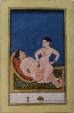 Asanas d’un manuscrit de Kalpa Sutra ou de Koka Shastra sexy Peinture à l'huile